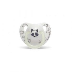 لهاية سيليكون تشريحية سوافينكس راكون أبيض 0-6 شهور – Suavinex Anatomical Silicone Pacifier White Racoon 0-6M