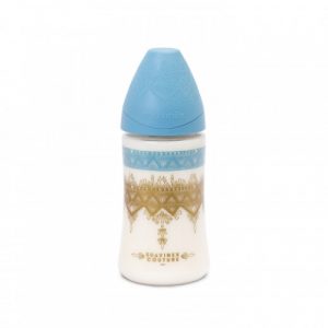 زجاجة رضاعة سيليكون فاخرة 270 مل من سوافينكس- أزرق فاتح – Suavinex – Premium Silicone Feeding Bottle 270ml – Light Blue