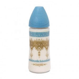 زجاجة رضاعة سيليكون فاخرة سعة 360 مل من سوافينكس – أزرق فاتح – Suavinex – Premium Silicone Feeding Bottle 360ml – Light Blue