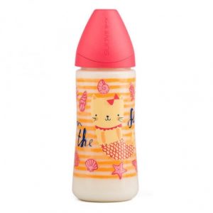 زجاجة رضاعة للأطفال من سوافينكس فسيولوجية 360 مل ، وردي مرميد – Suavinex Feeding Bottle for Babies Physiological 360 ml, Pink Mermied