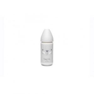 زجاجة تغذية زجاجية من سوافينكس 3p S شعيرات 240 مل – رمادي – Suavinex Glass Feed Bot 3p S Whiskers 240ml – Grey