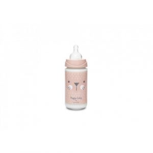 زجاجة تغذية زجاجية من سوافينكس 3p S شعيرات 240 مل – زهري – Suavinex Glass Feed Bot 3p S Whiskers 240ml – Pink