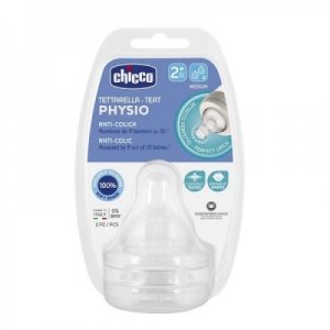 حلمة من السيليكون المضاد للمغص ، تدفق الطعام+2 شهر ، قطعتان من تشيكو – Chicco Physio Teat Anti-Colic Silicone Nipple Food Flow 2m +, 2 pieces