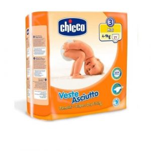 شيكو- حفاضات فيستي اسكيوتو مقاس 3 ، 4-9 كجم ، 21 قطعة – Chicco – Veste Asciutto Nappies Size 3, 4-9 Kg, 21 Pieces