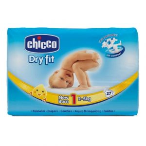 شيكو دراي فيت حفاضات مقاس 1 حديثي الولادة 2-5 كجم 27 قطعة – Chicco Dry Fit Diapers Size 1 Newborn 2-5 Kg 27 PCS