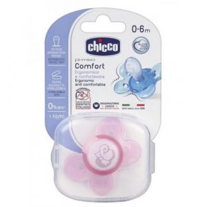 لهاية سيليكون بلون وردي (0-6 أشهر) -قطعة واحدة  من تشيكو – Chicco Physio Comfort Pink (0-6M) Silicone 1 Piece