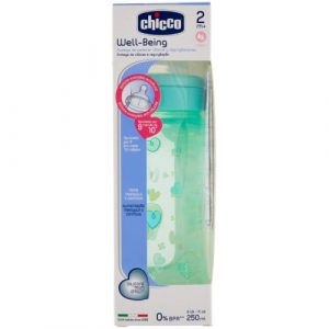 زجاجة حليب خضراء من شيكو – 250 مل – Chicco Well Being Feeding Bottle Green – 250 ml