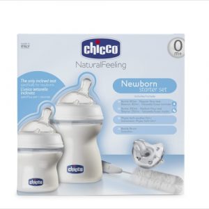 طقم رضّاعات ناتشورال فيلينغ المحاكية لثدي الأم من ماركة شيكو- حجم صغير – Chicco – Natural Feeling Feeding Bottle Set – Small
