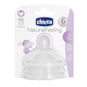 حلمة شيكو لإحساس طبيعي (6 أشهر +) سريعة التدفق قطعتان – Chicco Natural Feeling Teat (6M+) Fast Flow 2 Pieces
