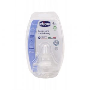 حلمة من السيلكون المضاد المغص تخفق الطعام4 شهور 2 قطعة من شيكو – Chicco Well Being Teat +4 months, Fast Silicone Teat, 2 Pieces