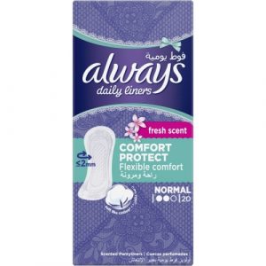 فوط صحية للاستخدام اليومي من الويز، 20 فوط – Always Daily Liners Comfort Protect Flexible Normal, 20 Pads