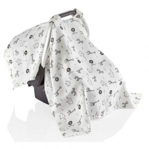 غطاء مقعد السيارة للأطفال من بيبي جيم على شكل حيوانات – Baby Jem Baby Muslin Car Seat Cover, Zoo