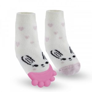 جوارب عضاضه من بيبي جم – لون زهري – Babyjem Teether Socks – Pink