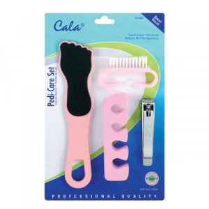 مجموعة العناية بالأظافر القدم، فرشاة أظافر ، ملف باديكير ، فواصل أصابع القدم من كالا – Cala Pedi Care Set Toenail Clipper, Nail Brush, Pedicure File, Toe Separators