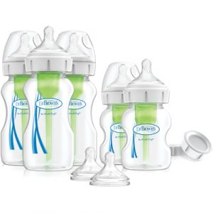 زجاجة دكتور براونز + طقم عنق واسع لحديثي الولادة – Dr. Brown’s Options+ Newborn Wide-Neck Bottle Set