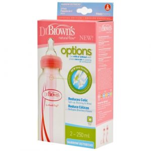 رضَّاعة دكتور براون بخيارات العنق القياسية – وردي ، عبوتين ، 250 مل – Dr. Brown’s Standard-Neck Options Baby Bottle – Pink, 2-Pack,250 Ml
