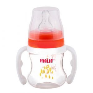 رضاعة عريضة العنق بمقبض 150 مل متعدد بروبلين اللون البرتقالي من فارلن – Farlin – PP Wide Neck Feeder 150ML With Handle Orange