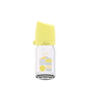 رضاعة زجاجية اللون الأصفر من فارلن 160مل – Farlin City Wide Neck Glass Feeder 160 ml, Yellow