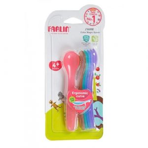 مجموعة الملاعق الملونة قوس قزح من فارلن 4 أشهر فما فوق – Farlin Rainbow Spoon Set, +4 months