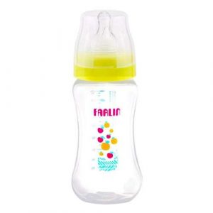 رضاعة مع حلمة عريضة 270مل اللون الأصفر من فارلن – FARLIN PP WIDE NECK FEEDING BOTTLE 270 ML (yellow)