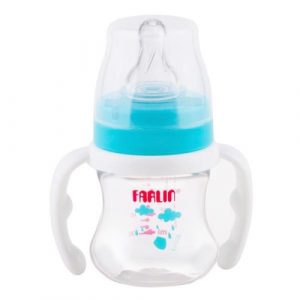 رضاعة عريضة العنق بمقبض 150 مل متعدد بروبلين اللون الأزرق من فارلن – Farlin – PP Wide Neck Feeder 150ML With Handle Blue