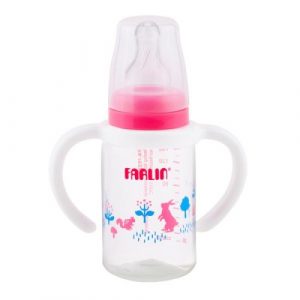 زجاجة إرضاع ذات عنق قياسي من فارلن 140 مل, زهري – Farlin Standard Neck Feeder with Handle, 140ml, Pink