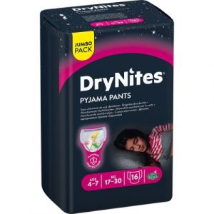 دراي نايتس حجم جامبو ، 4-7 سنوات للفتيات ، 17-30 كجم ، 16 قطعة، جنيات ديزني – DryNites Jumbo Size, 4-7 years Girl,17-30 kg, 16 pcs, Disney Fairies