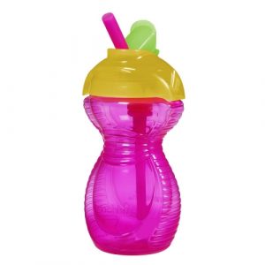 كوب ضد الانسكاب من منشكن مايتي جريب  9 اونصة   – زهري – Munchkin Click Lock  Flip Straw Cup, 9 ounce – Pink