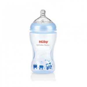 زجاجة نوبي ناتشورال تاتش من مادة البولي بروبيلين 330 مل (أزرق) – Nuby Natural Touch Polypropylene Bottle 330 ml (Blue)
