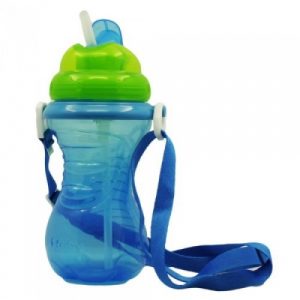 كوب بشريط فليب إت من نوبي – أزرق ، 420 مل – Nuby Flip-It Straw Cup With Strap – Blue, 420ml