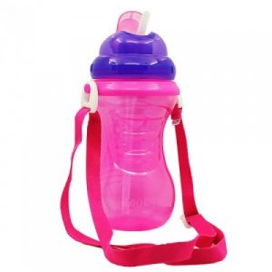 كوب بشريط فليب ات من نوبي – بنفسجي ، 420 مل – Nuby Flip-It Straw Cup With Strap – Purple, 420ml