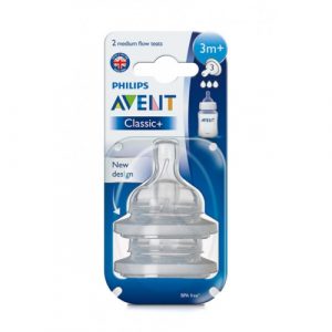 رؤوس رضاعة  كلاسيك من فيليبس افينت, 3 شهور + – Philips Avent Set Of 2 Classic Plus Teats 3 Hole