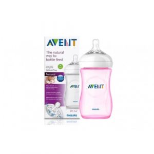 رضاعة ناتشورال من فيليبس افينت, 260 مل ,زهري – Philips Avent Natural Baby Bottle 260 ml single, Pink