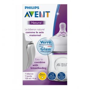 زجاجة رضاعة ناتشورال من فيليبس افينت, 120 مل – Philips Avent Natural Glass Bottle, 120 ml