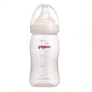 زجاجة الرضاعة (رقبة عريضة) من بيجوين, 240 مل , ابيض شفاف – Pigeon Nursing Bottle (Wide Neck) 240ml
