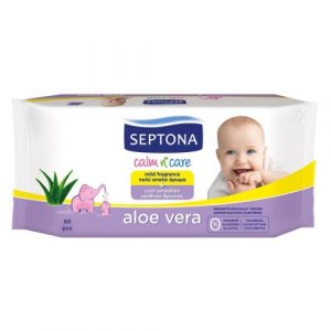 مناديل مبللة للاطفال بالصبار من سيبتونا ، 80 قطعة – Septona Baby Wipes Aloe Vera, 80 pieces