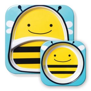طقم طبق ميلامين و وعاء من سكيب هوب زو، نحلة – Skip Hop Zoo Melamine Plate and Bowl Set – Bee