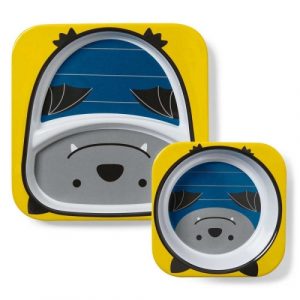 مجموعة أطباق ووعاء للأطفال خدمة ذكية من سكيب هوب, خفاش – Skip Hop Zoo Melamine Plate & Bowl Set, Bat