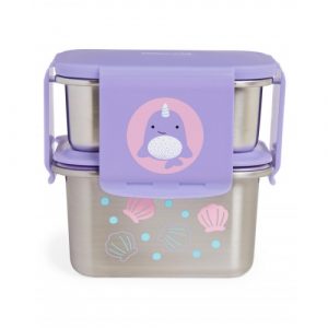 طقم غداء ستانلس ستيل من سكيب هوب زو – ناروال – Skip Hop Zoo Stainless Steel Lunch Kit- Narwhal