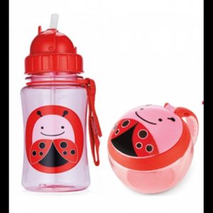 زجاجة من القش وكوب للوجبات الخفيفة من سكيب هوب – الخنفساء – Skip Hop Zoo Straw Bottle & Snack Cup-Ladybug