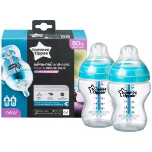 مضاد للمغص X2 ، زجاجة 260 مل مع أنبوب استشعار للحرارة من تومي تيبي – Tommee Tippee Advanced Anti Colic X2, 260 ml Slow Bottle with Heat Sensing Tube