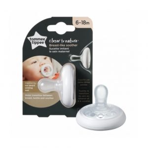 لهايات تشبه الثدي من  تومي تيبي من 6 إلى 18 شهرًا (أبيض ) – Tommee Tippee breast like soothers 6-18 months (white)
