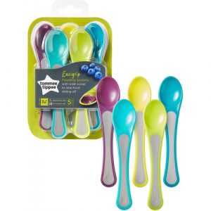 معالق الطعام من تومي تيبي, عدد 5, متعدد الالوان – Tommee Tippee Feeding Spoons, 5 Count, Multi Colors