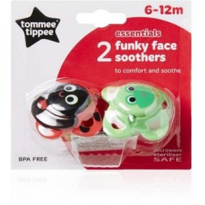 لهايات بأشكال وجوه مختلفة لعمر 6-12 شهرا كم توني تيبي ، قطعتان – Tommee Tippee Suede Funky Face 6-12 months, 2 pcs