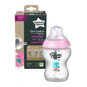 زجاجة كلوزر تو نيتشر المزينة من  تومي تيبي ، 260 مل ، للبنات ، +0 شهر – Tommee Tippee Closer to Nature 260ml Decorated Bottle, Girl, +0 months