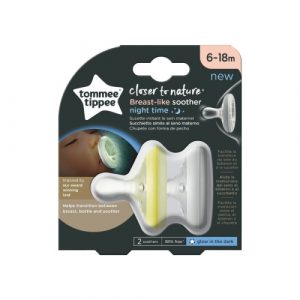 لهايات تشبه الثدي من  تومي تيبي من 6 إلى 18 أشهر, اللون الأصفر – Tommee Tippee breast like soothers 6-18  months, Yellow