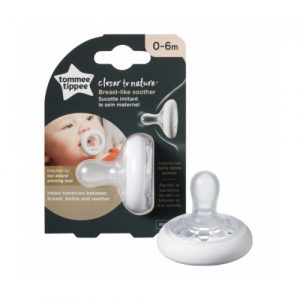 لهايات تشبه الثدي من  تومي تيبي من 0 إلى 6 أشهر, اللون الأبيض – Tommee Tippee breast like soothers 0-6 months, White