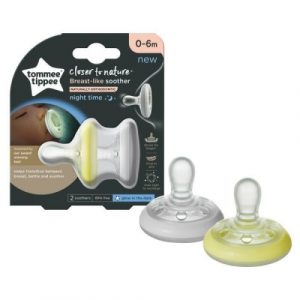 لهايات تشبه الثدي من  تومي تيبي من 0 إلى 6 أشهر, اللون الأصفر – Tommee Tippee breast like soothers 0-6  months, Yellow