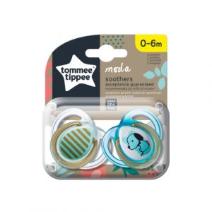لهاية سيليكون كلوزر تو نيتشر من تومي تيبي للأولاد 0-6 شهور ، قطعتان – Tommee Tippee Closer To Nature Silicone Pacifier Moda for Boy 0-6 Months, 2pcs