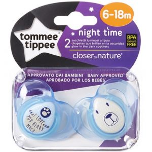 لهايات ليلية من  تومي تيبي من 6 إلى 18 شهرًا (قطعتان), أزرق فاتح – Tommee Tippee Night Soothers 6-18 month, (2 Piece),Light Blue
